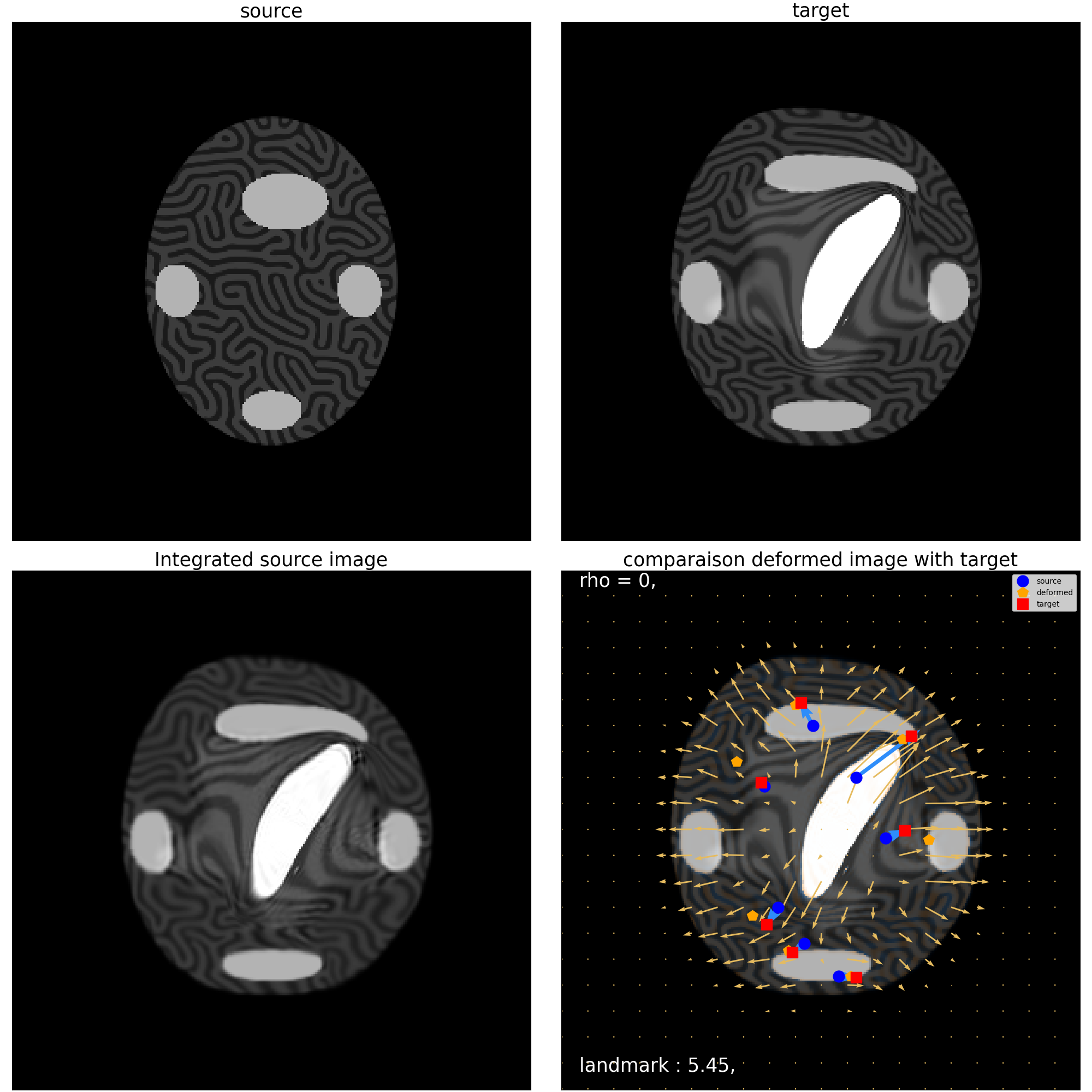 source, target, Integrated source image, comparaison deformed image with target